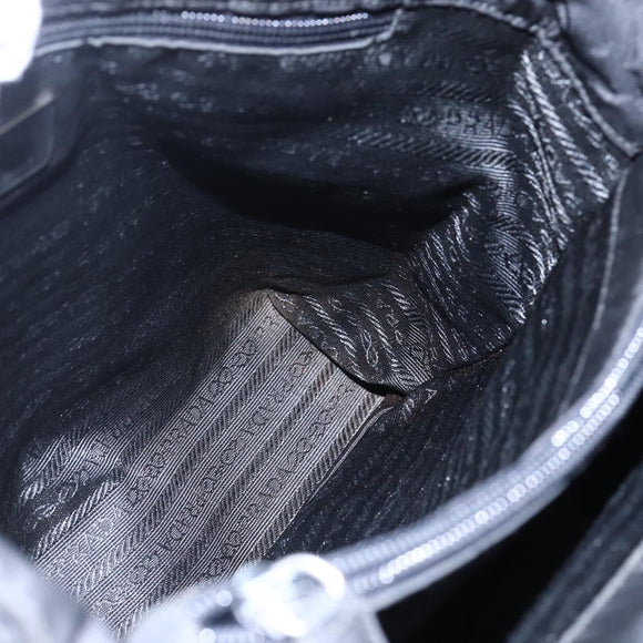 PRADA Tote Bag Nylon Black Silver Auth bs29920