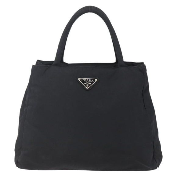 PRADA Tote Bag Nylon Black Silver Auth bs29920