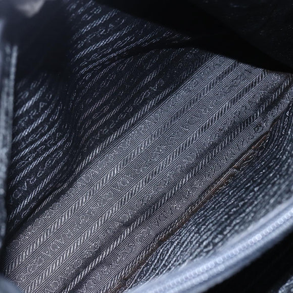 PRADA Tote Bag Nylon Black Silver Auth bs29920