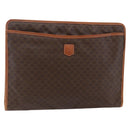 CELINE Macadam Canvas Clutch Bag PVC Brown Gold Auth bs29921-1