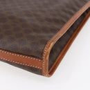 CELINE Macadam Canvas Clutch Bag PVC Brown Gold Auth bs29921-16