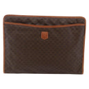 CELINE Macadam Canvas Clutch Bag PVC Brown Gold Auth bs29921-13