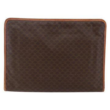 CELINE Macadam Canvas Clutch Bag PVC Brown Gold Auth bs29921 - 0