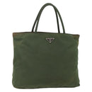 PRADA Tote Bag Nylon Khaki Silver Auth bs29922-1
