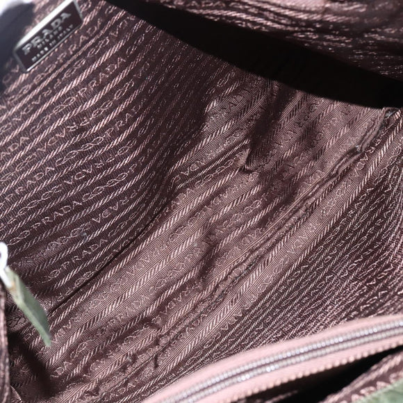 PRADA Tote Bag Nylon Khaki Silver Auth bs29922