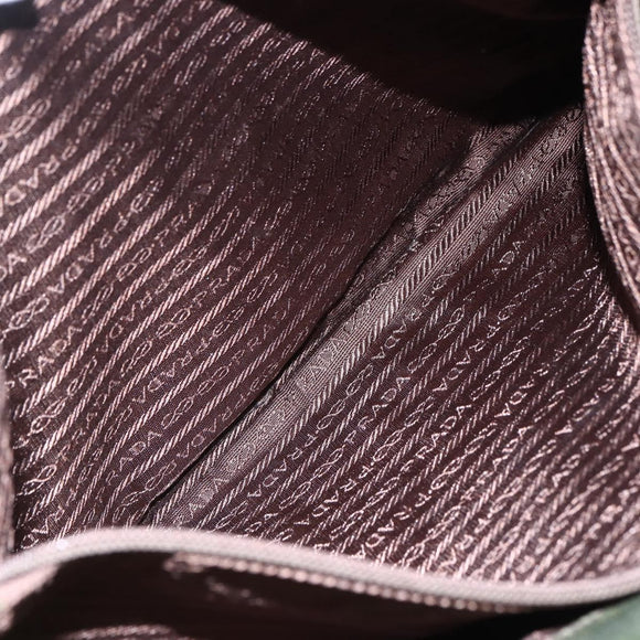 PRADA Tote Bag Nylon Khaki Silver Auth bs29922