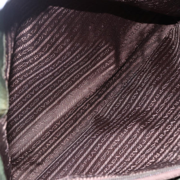 PRADA Tote Bag Nylon Khaki Silver Auth bs29922