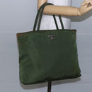PRADA Tote Bag Nylon Khaki Silver Auth bs29922-24