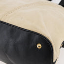 SAINT LAURENT Muse Tote Bag Canvas Leather Beige Gold Auth bs29923-10