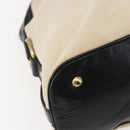 SAINT LAURENT Muse Tote Bag Canvas Leather Beige Gold Auth bs29923-11