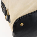SAINT LAURENT Muse Tote Bag Canvas Leather Beige Gold Auth bs29923-13