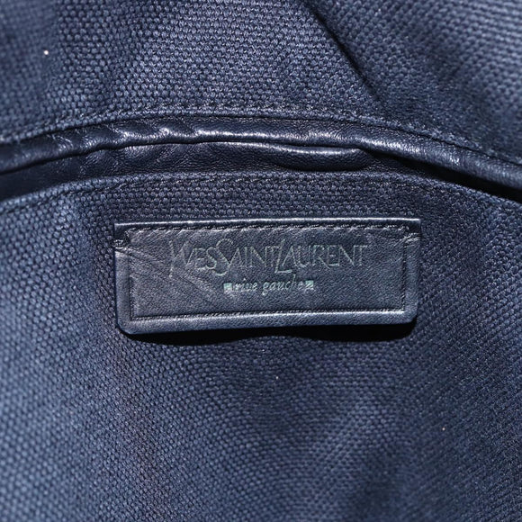 SAINT LAURENT Muse Tote Bag Canvas Leather Beige Gold Auth bs29923