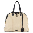 SAINT LAURENT Muse Tote Bag Canvas Leather Beige Gold Auth bs29923-2