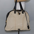 SAINT LAURENT Muse Tote Bag Canvas Leather Beige Gold Auth bs29923-23