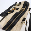 SAINT LAURENT Muse Tote Bag Canvas Leather Beige Gold Auth bs29923-6