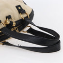 SAINT LAURENT Muse Tote Bag Canvas Leather Beige Gold Auth bs29923-7