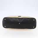 SAINT LAURENT Muse Tote Bag Canvas Leather Beige Gold Auth bs29923-9