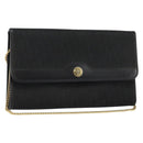 Christian Dior Trotter Canvas Chain Shoulder Bag Black Gold Auth bs29925-1