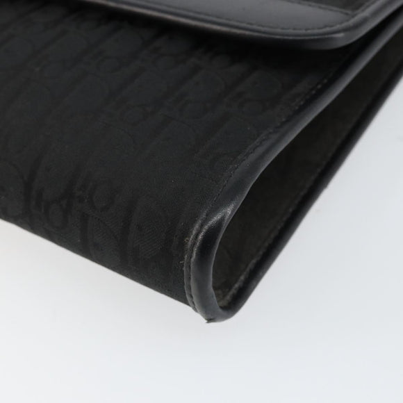 Christian Dior Trotter Canvas Chain Shoulder Bag Black Gold Auth bs29925