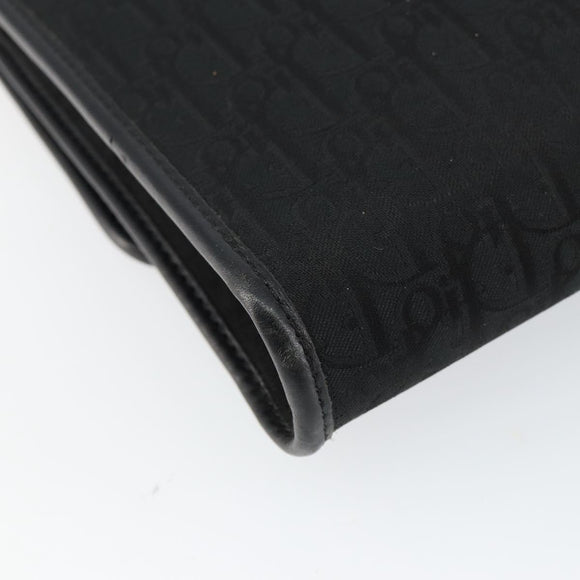 Christian Dior Trotter Canvas Chain Shoulder Bag Black Gold Auth bs29925