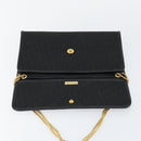 Christian Dior Trotter Canvas Chain Shoulder Bag Black Gold Auth bs29925-11