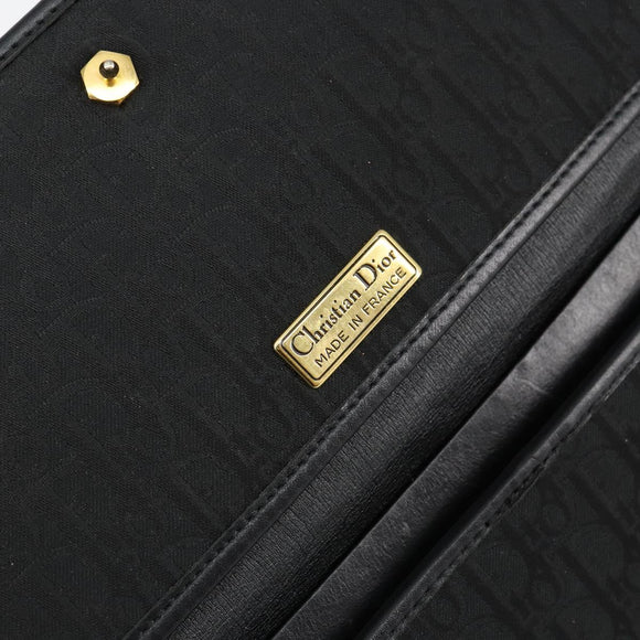 Christian Dior Trotter Canvas Chain Shoulder Bag Black Gold Auth bs29925