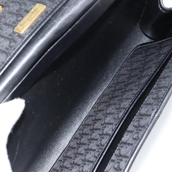 Christian Dior Trotter Canvas Chain Shoulder Bag Black Gold Auth bs29925