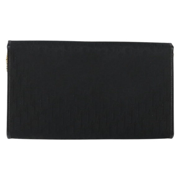 Christian Dior Trotter Canvas Chain Shoulder Bag Black Gold Auth bs29925