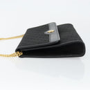 Christian Dior Trotter Canvas Chain Shoulder Bag Black Gold Auth bs29925-4