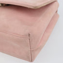 CHANEL Camellia Flap Chain Shoulder Bag Suede Pink Silver CC Auth bs29926-10