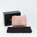 CHANEL Camellia Flap Chain Shoulder Bag Suede Pink Silver CC Auth bs29926-23