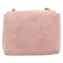 CHANEL Camellia Flap Chain Shoulder Bag Suede Pink Silver CC Auth bs29926-3