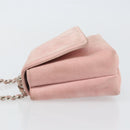 CHANEL Camellia Flap Chain Shoulder Bag Suede Pink Silver CC Auth bs29926-5
