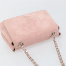 CHANEL Camellia Flap Chain Shoulder Bag Suede Pink Silver CC Auth bs29926-6