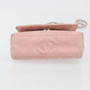 CHANEL Camellia Flap Chain Shoulder Bag Suede Pink Silver CC Auth bs29926-9