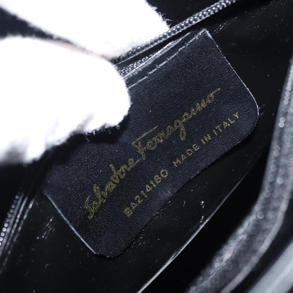 Salvatore Ferragamo Vala Shoulder Bag Leather Navy Gold Auth bs29928