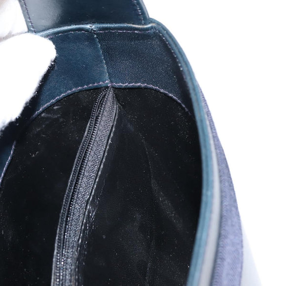 Salvatore Ferragamo Vala Shoulder Bag Leather Navy Gold Auth bs29928