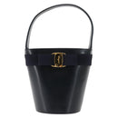 Salvatore Ferragamo Vala Shoulder Bag Leather Navy Gold Auth bs29928-13