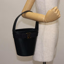 Salvatore Ferragamo Vala Shoulder Bag Leather Navy Gold Auth bs29928-23