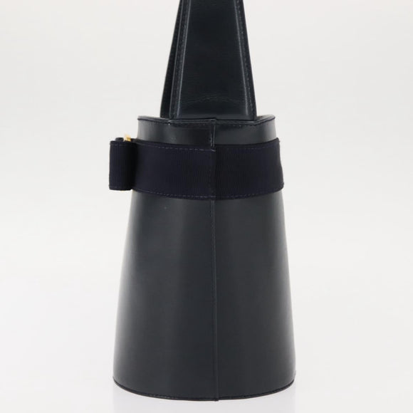 Salvatore Ferragamo Vala Shoulder Bag Leather Navy Gold Auth bs29928