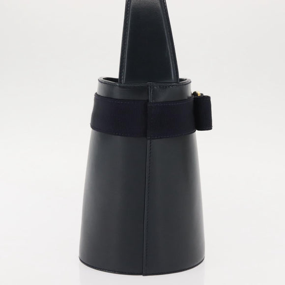 Salvatore Ferragamo Vala Shoulder Bag Leather Navy Gold Auth bs29928