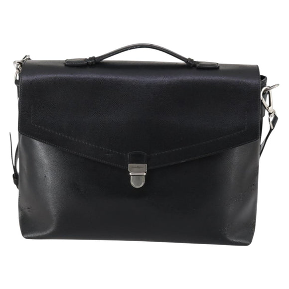 Salvatore Ferragamo Business Bag Leather 2way Black Silver Auth bs29929