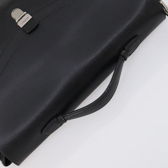 Salvatore Ferragamo Business Bag Leather 2way Black Silver Auth bs29929