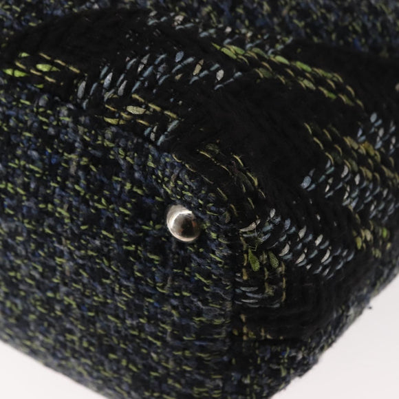 CHANEL Cambon Line Tote Bag tweed Navy Silver CC Auth bs29930