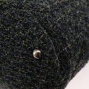 CHANEL Cambon Line Tote Bag tweed Navy Silver CC Auth bs29930-16