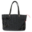 CHANEL Cambon Line Tote Bag tweed Navy Silver CC Auth bs29930-13