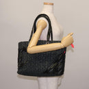 CHANEL Cambon Line Tote Bag tweed Navy Silver CC Auth bs29930-22