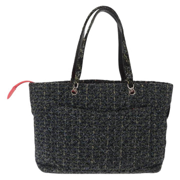 CHANEL Cambon Line Tote Bag tweed Navy Silver CC Auth bs29930 - 0