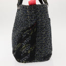 CHANEL Cambon Line Tote Bag tweed Navy Silver CC Auth bs29930-3