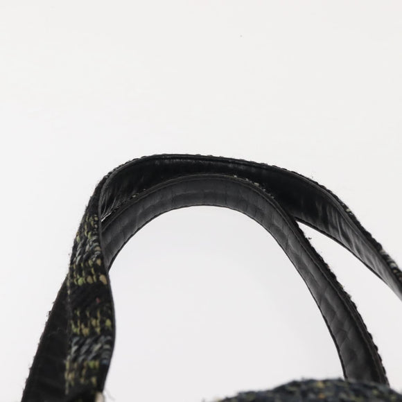CHANEL Cambon Line Tote Bag tweed Navy Silver CC Auth bs29930
